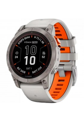 Смарт-годинник Garmin Fenix 7X Pro Sapphire Solar Titanium w. Fog Gray/Ember O. Band (010-02778-14/15)