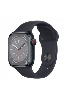 Смарт-годинник Apple Watch Series 8 GPS + Cellular 41mm Midnight Aluminum Case w. Midnight S. Band S/M (MNUV3)