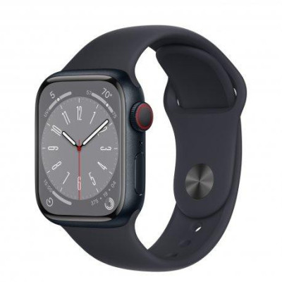 Смарт-годинник Apple Watch Series 8 GPS + Cellular 41mm Midnight Aluminum Case w. Midnight S. Band S/M (MNUV3)