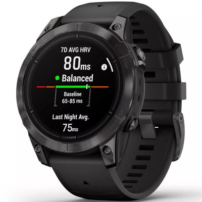 Смарт-годинник Garmin Epix Pro 2 Sapphire 47mm Carbon G. DLC Tit. with Black Band (010-02803-10/11)