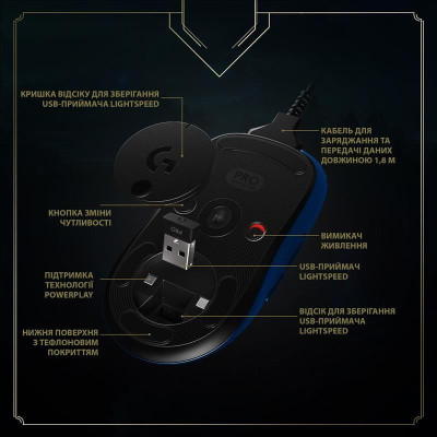 Миша Logitech G PRO Wireless Gaming Mouse League of Legends Edition (910-006451, 910-006449)