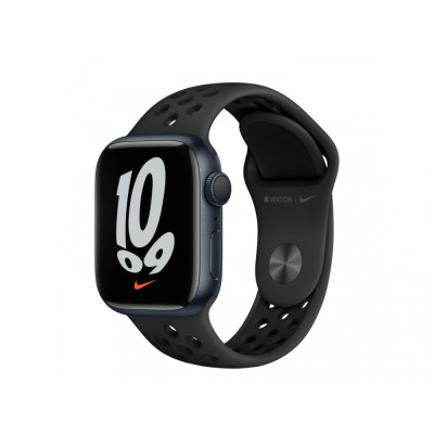 Смарт-годинник Apple Watch Nike Series 7 GPS 41mm Midnight Aluminum Case w. Anthracite/Black Nike Sport Band (MKN43)