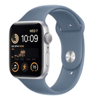 Смарт-годинник Apple Watch SE 2 GPS 44mm Silver Aluminum Case with White Sport Band-M/L (MNTJ3)