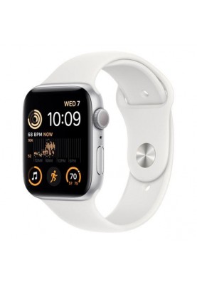 Смарт-годинник Apple Watch SE 2 GPS 44mm Silver Aluminum Case with White Sport Band-S/M (MNTH3)