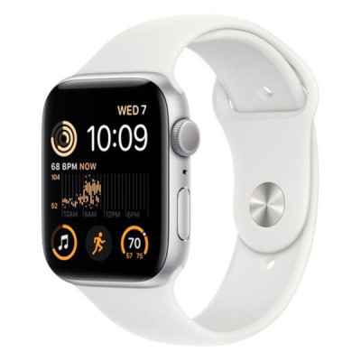 Смарт-годинник Apple Watch SE 2 GPS 44mm Silver Aluminum Case with White Sport Band-S/M (MNTH3)