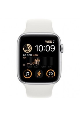 Смарт-годинник Apple Watch SE 2 GPS 44mm Silver Aluminum Case with White Sport Band-S/M (MNTH3)