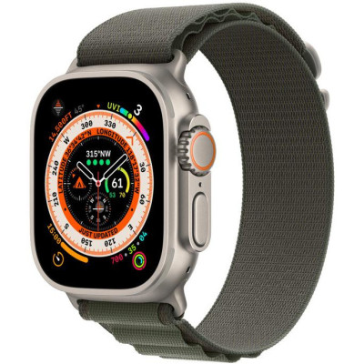 Смарт-годинник Apple Watch Ultra GPS + Cellular 49mm Titanium Case with Green Alpine Loop-Large (MQEX3/MQFP3)