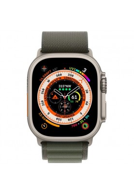 Смарт-годинник Apple Watch Ultra GPS + Cellular 49mm Titanium Case with Green Alpine Loop-Large (MQEX3/MQFP3)