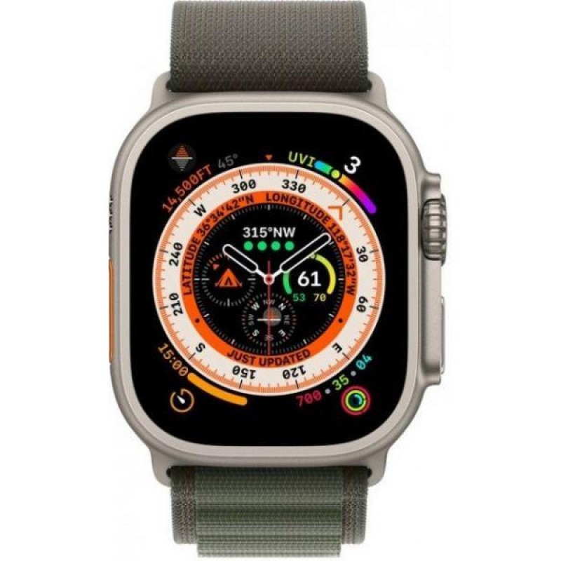 Смарт-годинник Apple Watch Ultra GPS + Cellular 49mm Titanium Case with Green Alpine Loop - Medium (MQEW3/MQFN3)