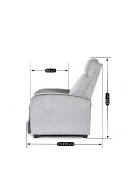 Розкладне крісло для відпочинку з підставкою для ніг Mebel Elit DANNY (сірий велюр)
