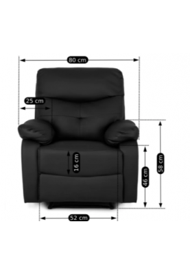 Сучасне розкладне масажне крісло з підніжкою Mebel Elit INTER (чорна екошкіра)