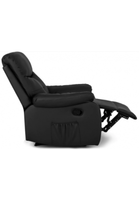 Сучасне розкладне масажне крісло з підніжкою Mebel Elit INTER (чорна екошкіра)
