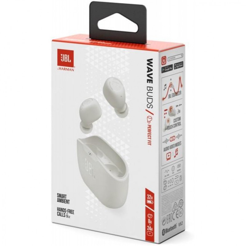 Навушники TWS JBL Wave Buds White (JBLWBUDSWHT)