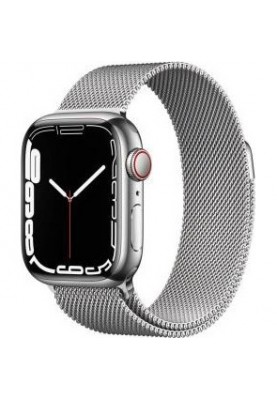 Смарт-годинник Apple Watch Series 7 GPS + Cellular 45mm Silver Stainless Steel Case with Silver Milanese Loop (MKJE3)