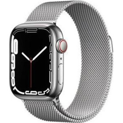 Смарт-годинник Apple Watch Series 7 GPS + Cellular 45mm Silver Stainless Steel Case with Silver Milanese Loop (MKJE3)