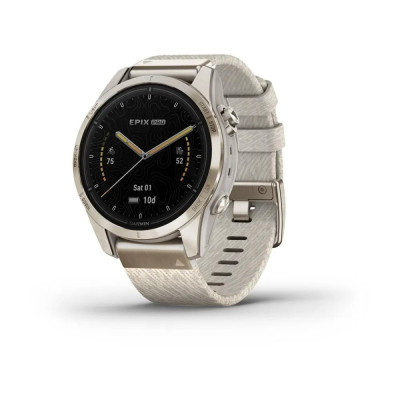 Смарт-годинник Garmin Epix Pro Gen 2 Sapphire 42mm Soft Gold w. Cream H. Nylon Band (010-02802-20)