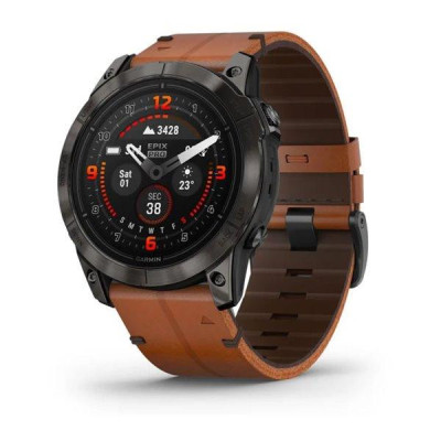 Смарт-годинник Garmin Epix Pro 2 Sapphire 51mm Carbon G. DLC Tit. with Chestnut L. Band (010-02804-30)