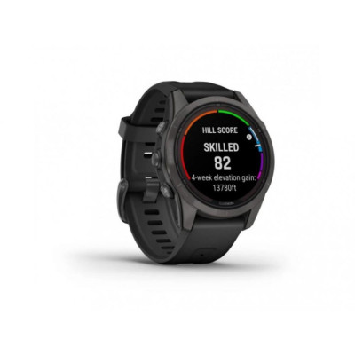 Смарт-годинник Garmin Fenix 7S Sapphire Solar Carbon G. DLC Tit. with Black Band (010-02776-10/11)