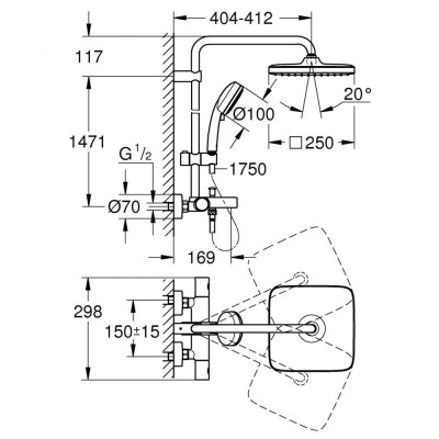 Душева система GROHE Tempesta Cosmopolitan System 250 26691000