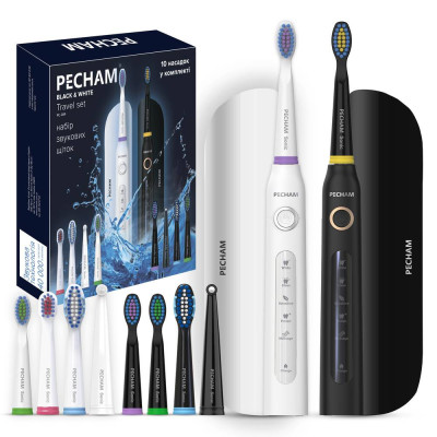 Електрична зубна щітка Pecham Black and White Travel Set