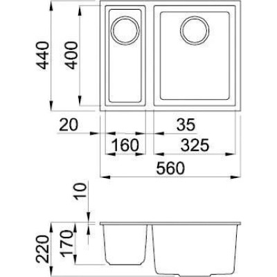 Кухонна мийка Elleci Quadra 150 under top titano 68