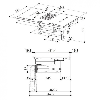 Варильна поверхня електрична з вбудованою витяжкою Faber GALILEO BK GLASS A830