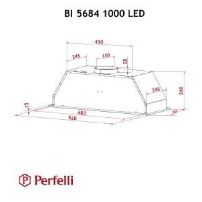 Витяжка, що вбудовується Perfelli BI 5684 BL 1000 LED