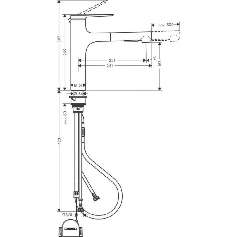 Змішувач для кухонного миття Hansgrohe Zesis M33 74804000