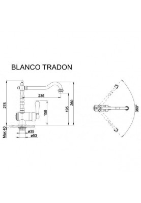 Змішувач для кухонного миття Blanco TRADON 520787