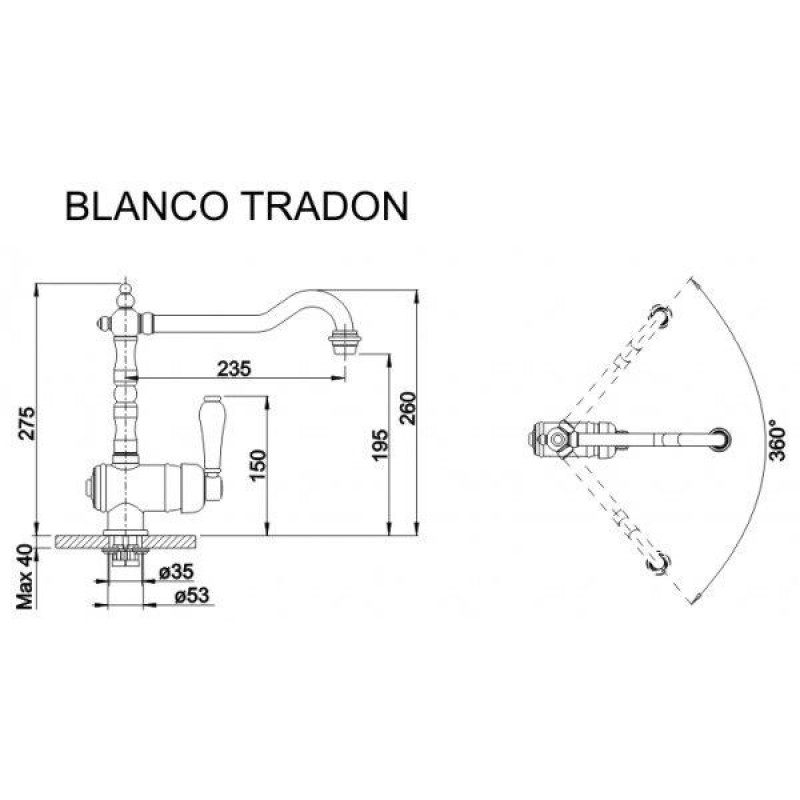 Змішувач для кухонного миття Blanco TRADON 520787