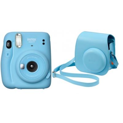 Фотокамера моментального друку Fujifilm Instax Mini 11 Sky Blue (16655003) + КАССЕТА НА 10 + ЧОХОЛ + АЛЬБОМ + РАМКА