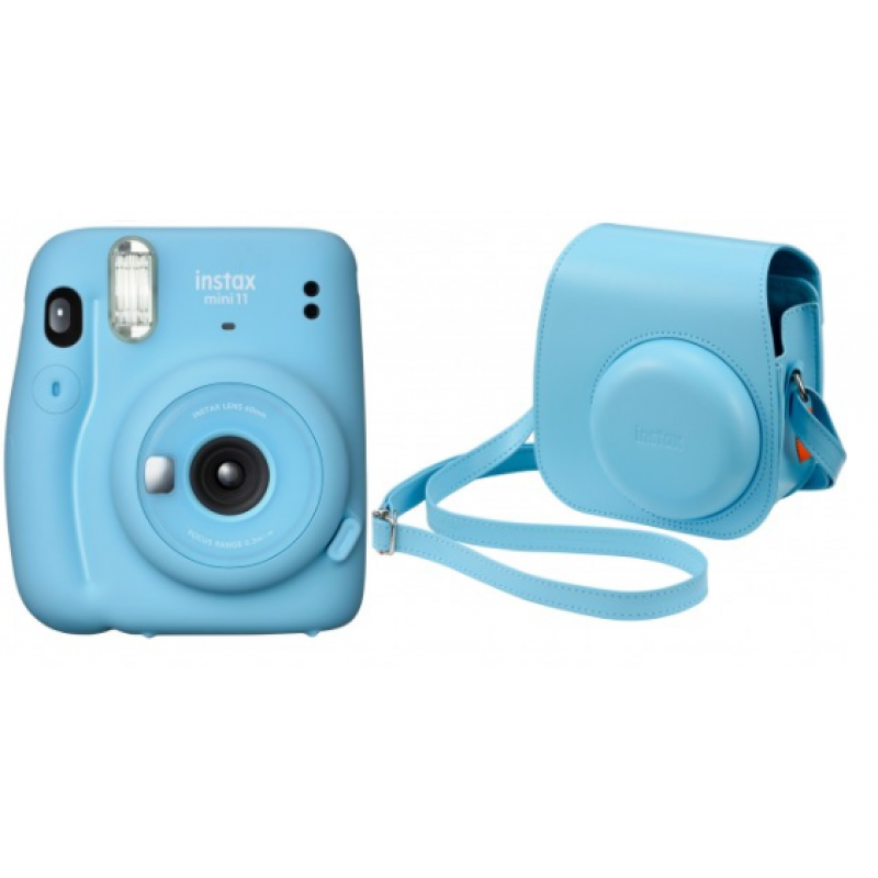 Фотокамера миттєвого друку Fujifilm Instax Mini 11 Sky Blue (16655003) + КАСЕТА НА 10 + ЧОХОЛ + АЛЬБОМ + РАМКА