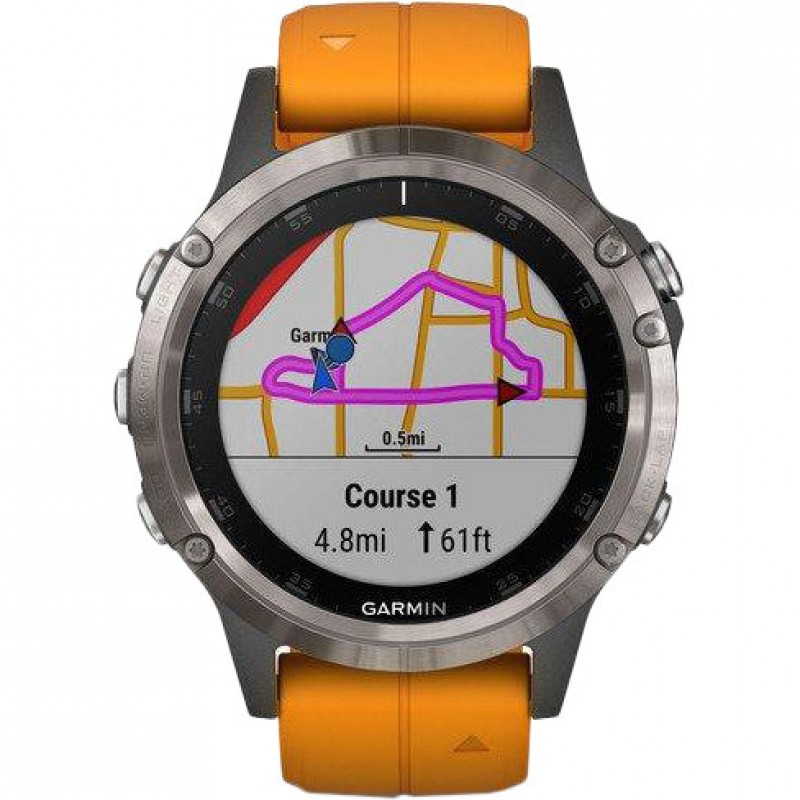 Смарт-годинник Garmin Fenix 5 Plus Sapphire Orange (010-01988-05)