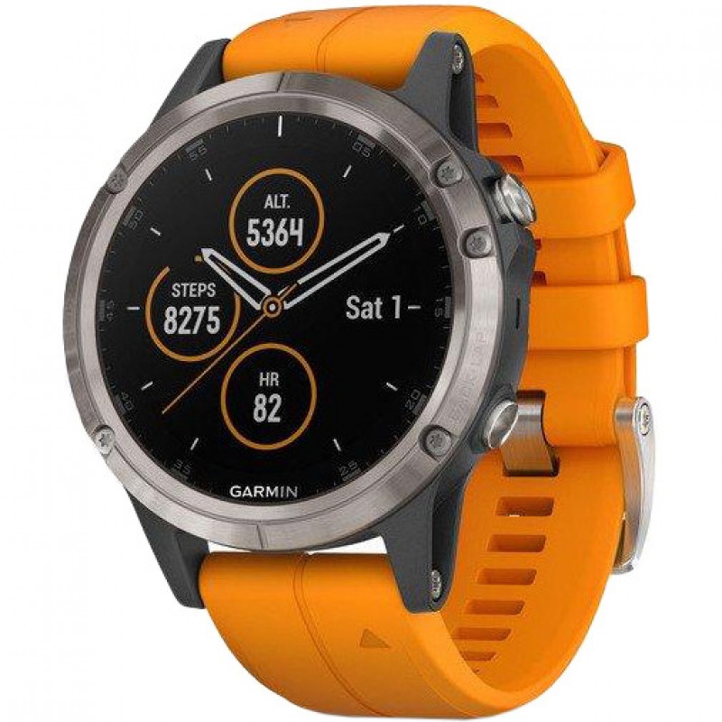 Смарт-годинник Garmin Fenix 5 Plus Sapphire Orange (010-01988-05)