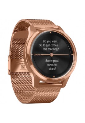 Смарт-годинник Garmin Vivomove Luxe 18K Rose Gold PVD Stainless Steel w. Rose Gold Milanese B. (010-02241-04)