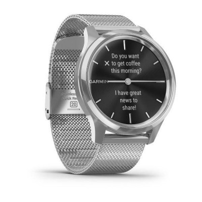 Смарт-годинник Garmin Vivomove Luxe Silver Stainless Steel w. Silver Milanese B. (010-02241-03)