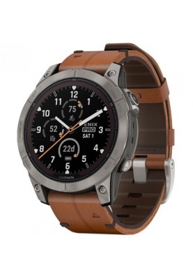 Смарт-годинник Garmin Fenix 7 Pro Sapphire Solar Titanium with Chestnut L. Band (010-02777-30)