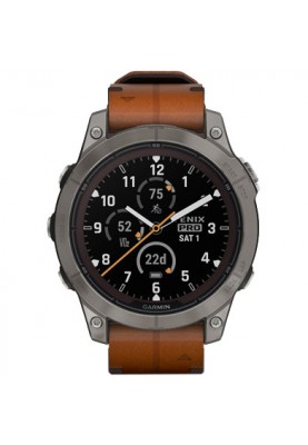 Смарт-годинник Garmin Fenix 7 Pro Sapphire Solar Titanium with Chestnut L. Band (010-02777-30)