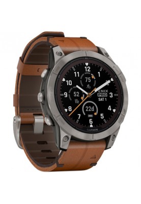 Смарт-годинник Garmin Fenix 7 Pro Sapphire Solar Titanium with Chestnut L. Band (010-02777-30)