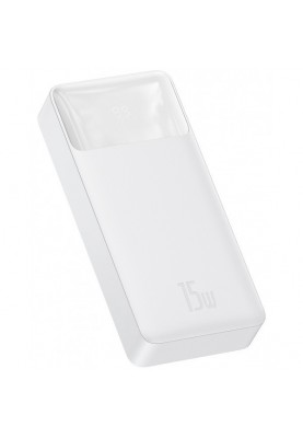 Зовнішній акумулятор (павербанк) Baseus Bipow Digital Display 2USB + Type-C 15W 20000mAh White (PPBD050102)