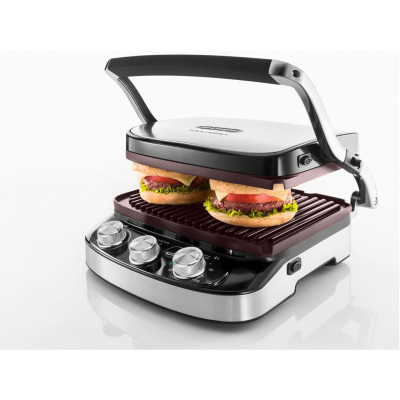 Електрогриль притискний Delonghi CGH 912C Steel BK