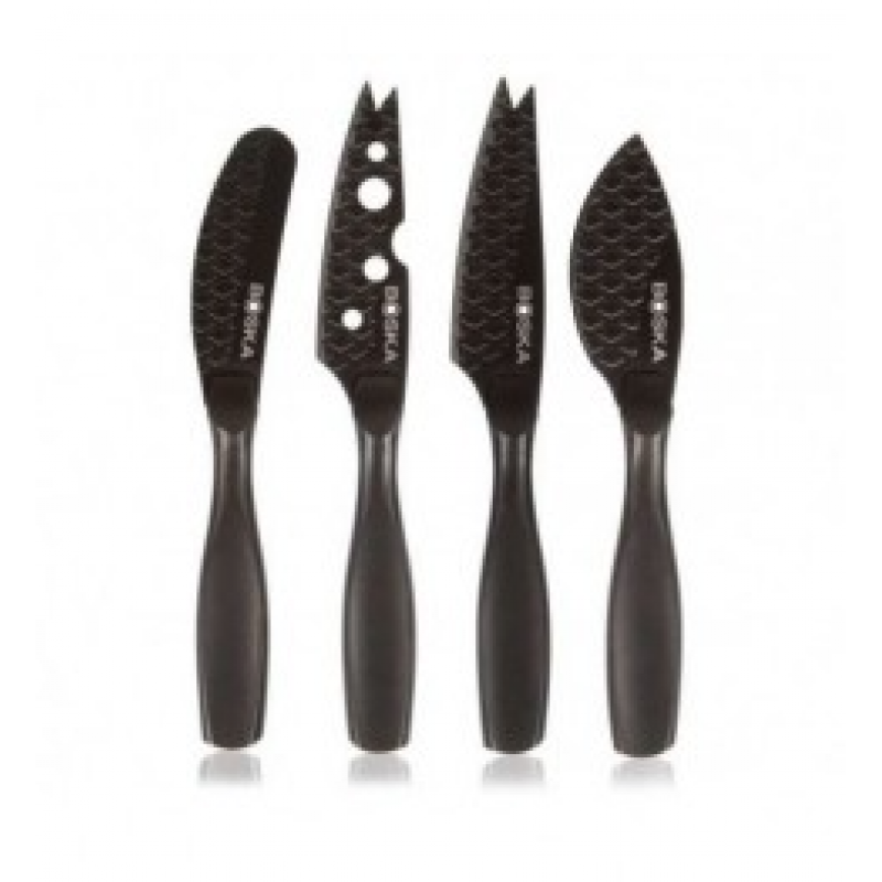 Набір міні-ножів для сиру "Монако +" 16см, 4шт (чорний) BOSKA BSK307088