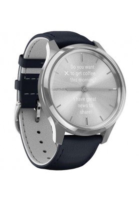 Смарт-годинник Garmin Vivomove Luxe Silver Stainless Steel w. Navy Italian Leather B. (010-02241-00)