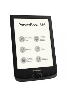 Електронна книга з підсвічуванням PocketBook 616 Basic Lux 2 Obsidian Black PB616-H-CIS