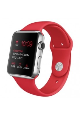 Смарт-годинник Apple Watch 42mm Stailnless Steel Case with PRODUCT RED Sport Band (MLLE2)