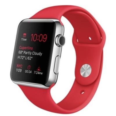 Смарт-годинник Apple Watch 42mm Stailnless Steel Case with PRODUCT RED Sport Band (MLLE2)
