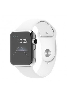 Смарт-годинник Apple Watch 42mm Stainless Steel Case with White Sport Band (MJ3V2)