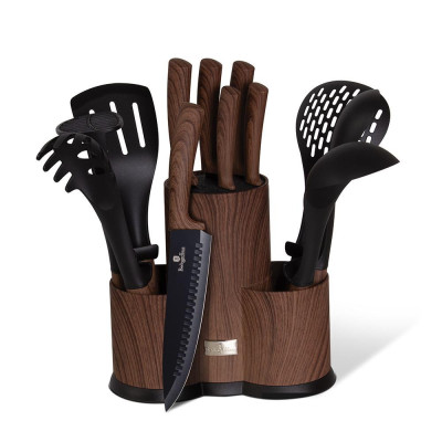 Набір кухонних ножів Berlinger Haus Кухонний набір 12 предметів Ebony ROSEWOOD Collection BH-6255