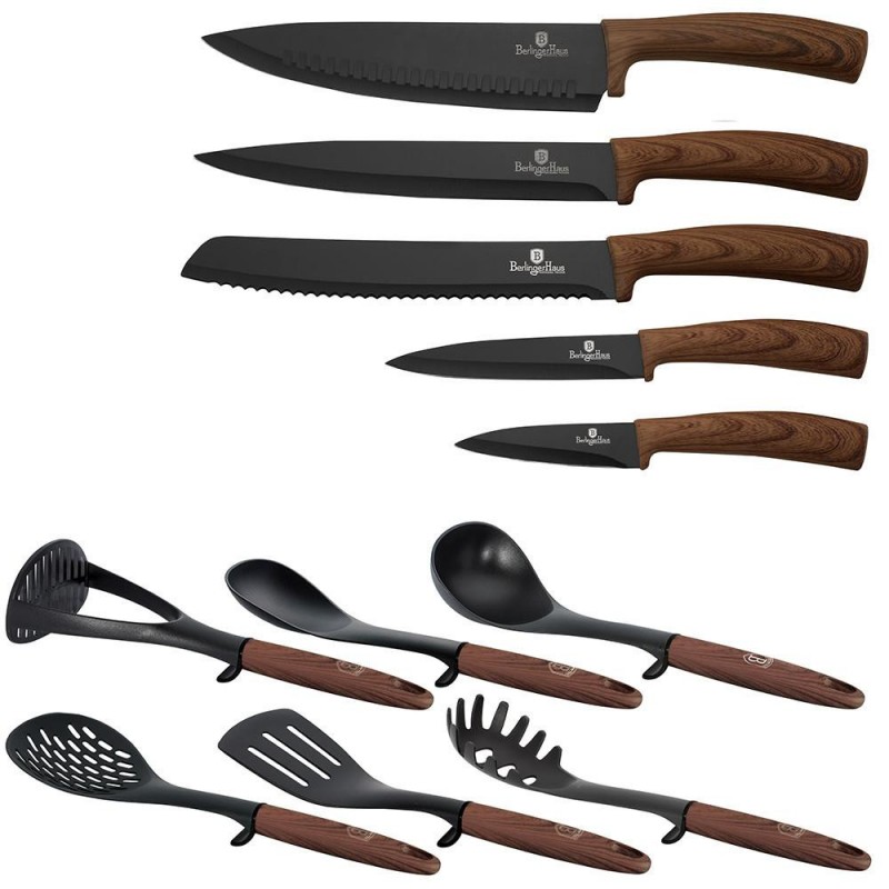 Набір кухонних ножів Berlinger Haus Кухонний набір 12 предметів Ebony ROSEWOOD Collection BH-6255