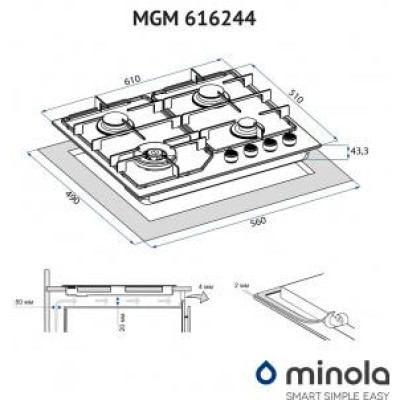Варильна поверхня газова Minola MGM 616224 BL